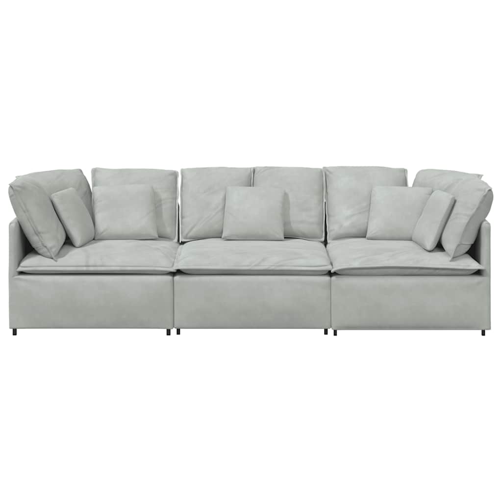 Modular sofa with cushions velvet light grey