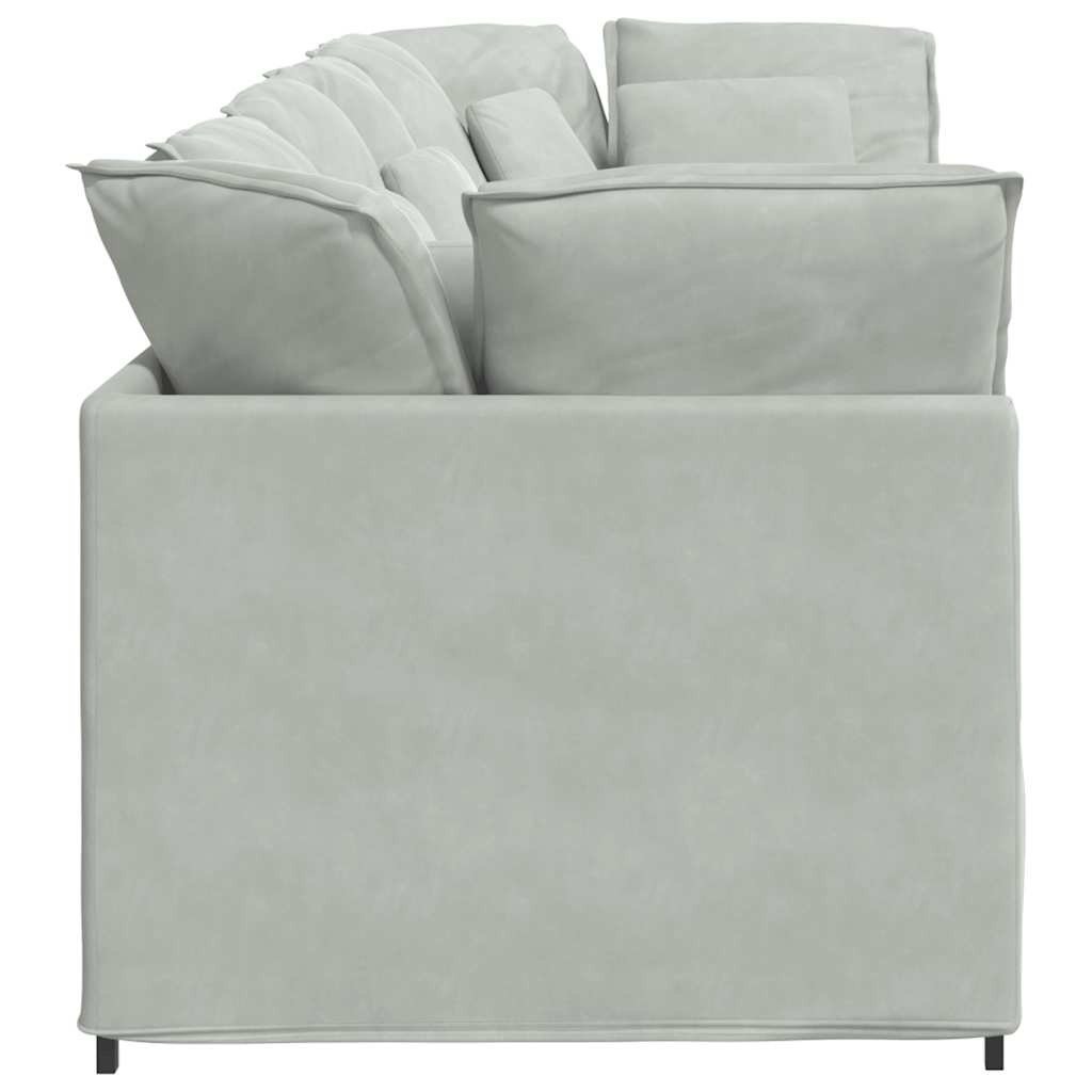 Modular sofa with cushions velvet light grey