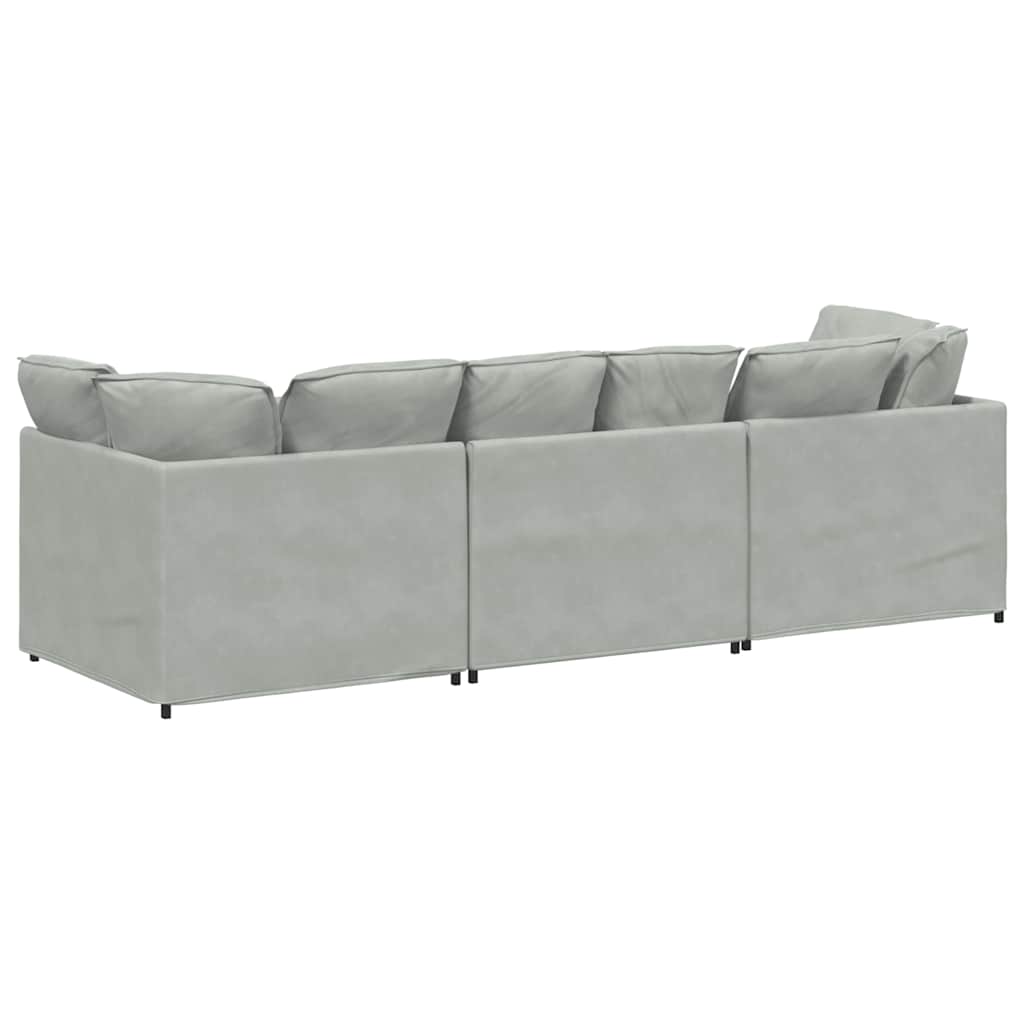 Modular sofa with cushions velvet light grey