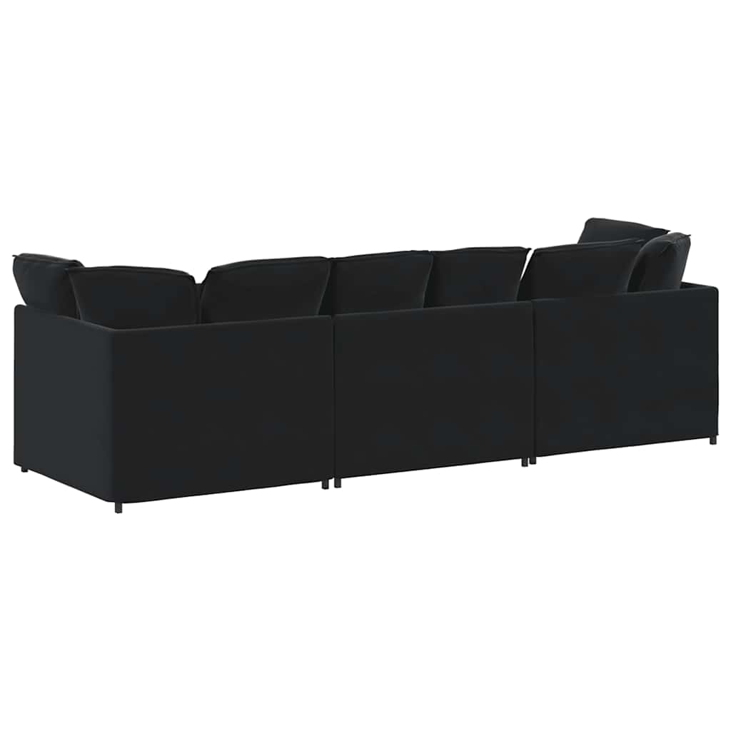 Modulares Sofa mit Kissen Samt Schwarz