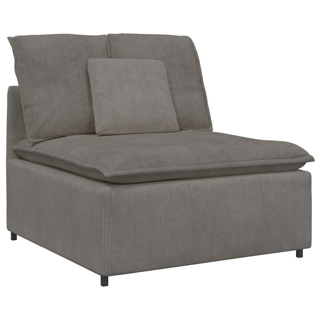 Canapé modulable avec coussins en velours côtelé gris clair