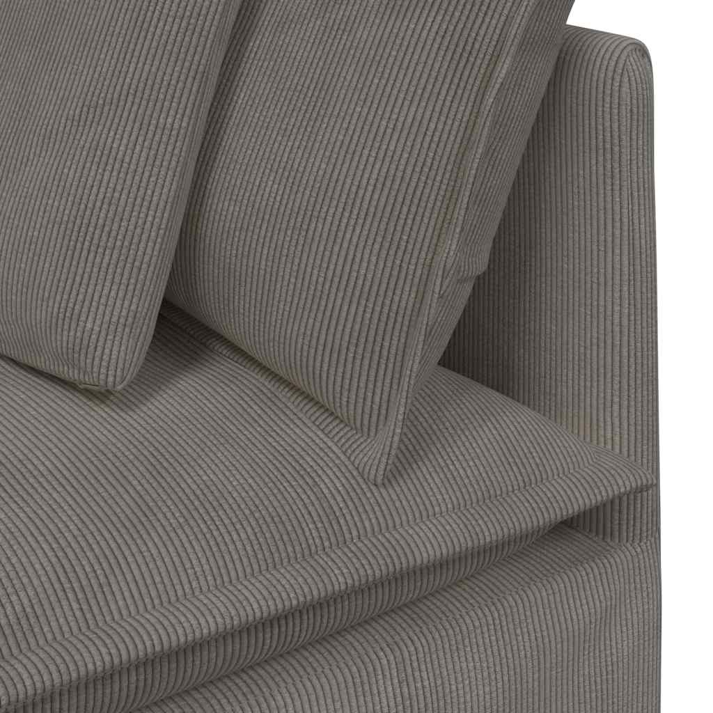 Canapé modulable avec coussins en velours côtelé gris clair