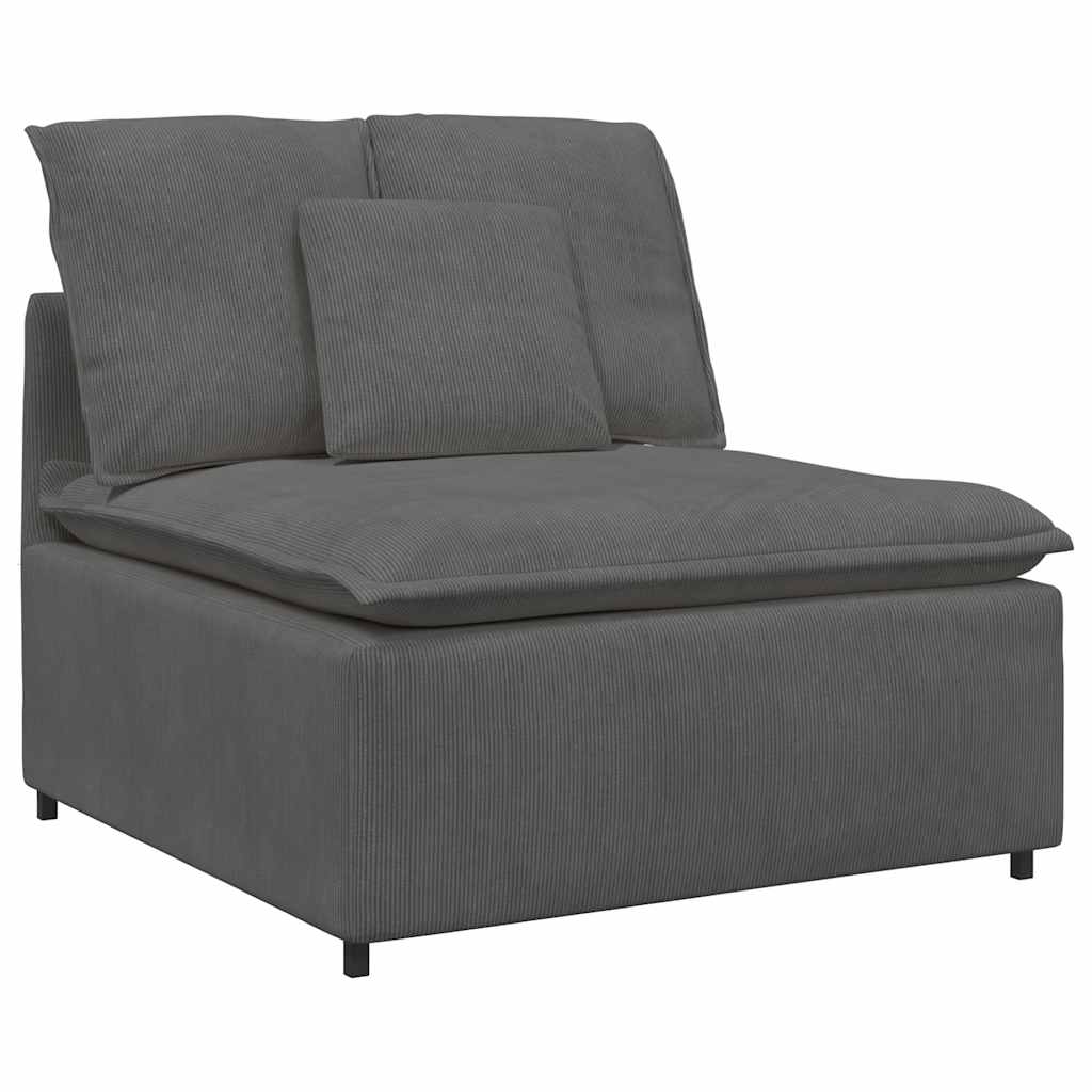 Canapé modulable avec coussins en velours côtelé gris foncé