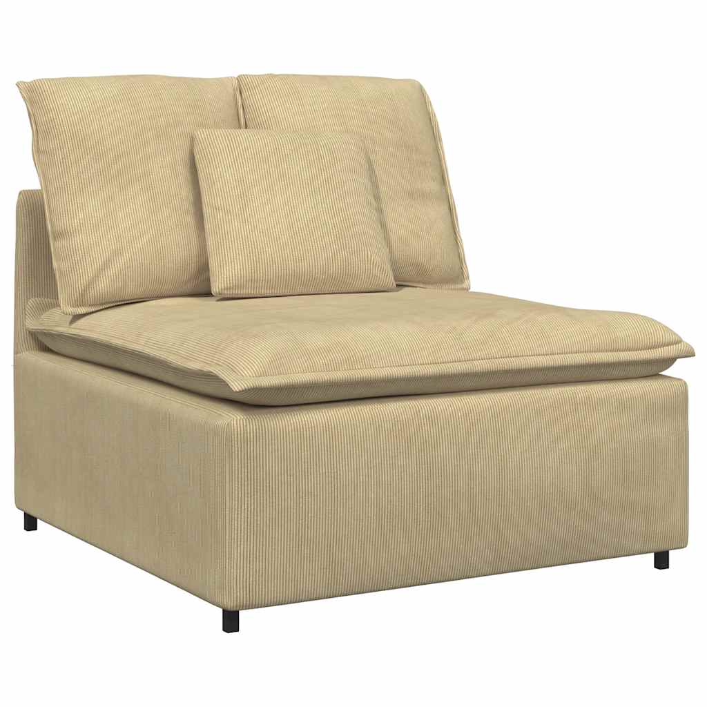 Canapé modulable avec coussins en tissu velours côtelé vert clair gris
