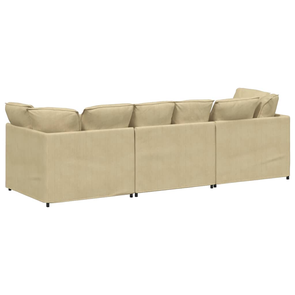 Canapé modulable avec coussins en tissu velours côtelé vert clair gris