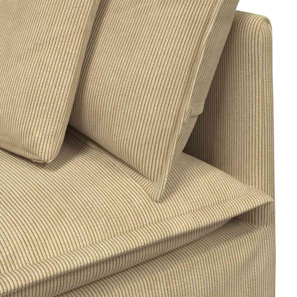 Canapé modulable avec coussins en tissu velours côtelé vert clair gris
