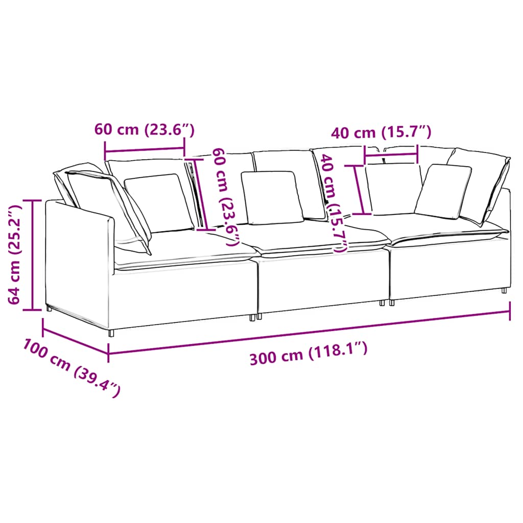 Modulares Sofa mit Kissen Stoff in Lammwolloptik Creme