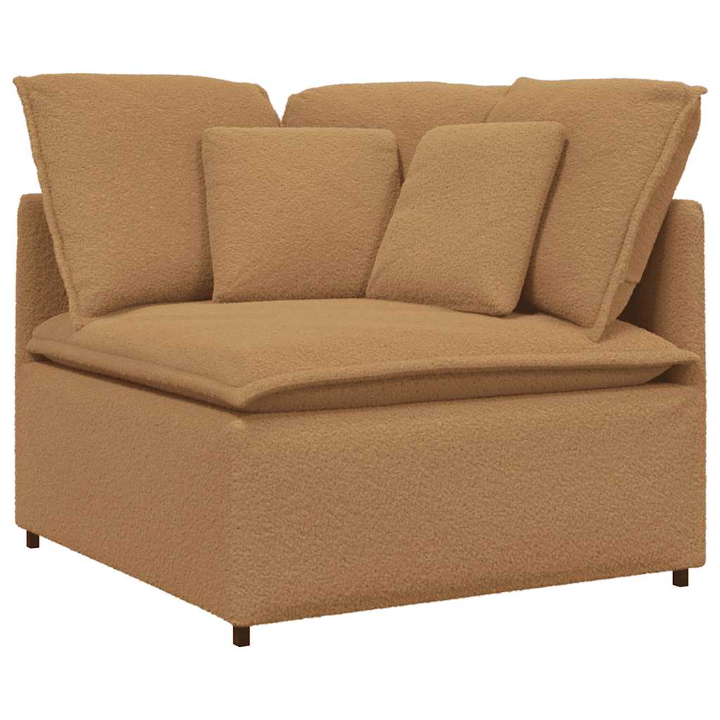 Canapé modulable avec coussins en tissu aspect laine d'agneau beige