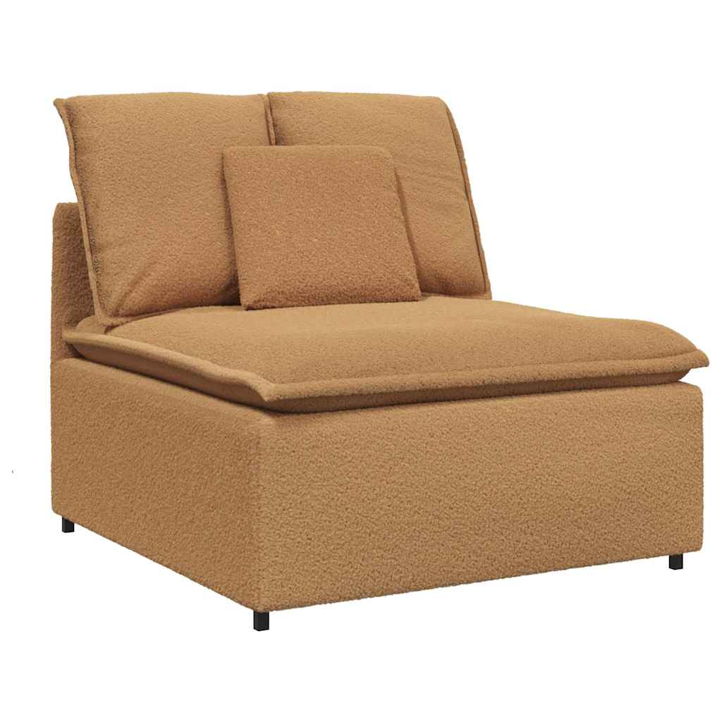 Canapé modulable avec coussins en tissu aspect laine d'agneau beige