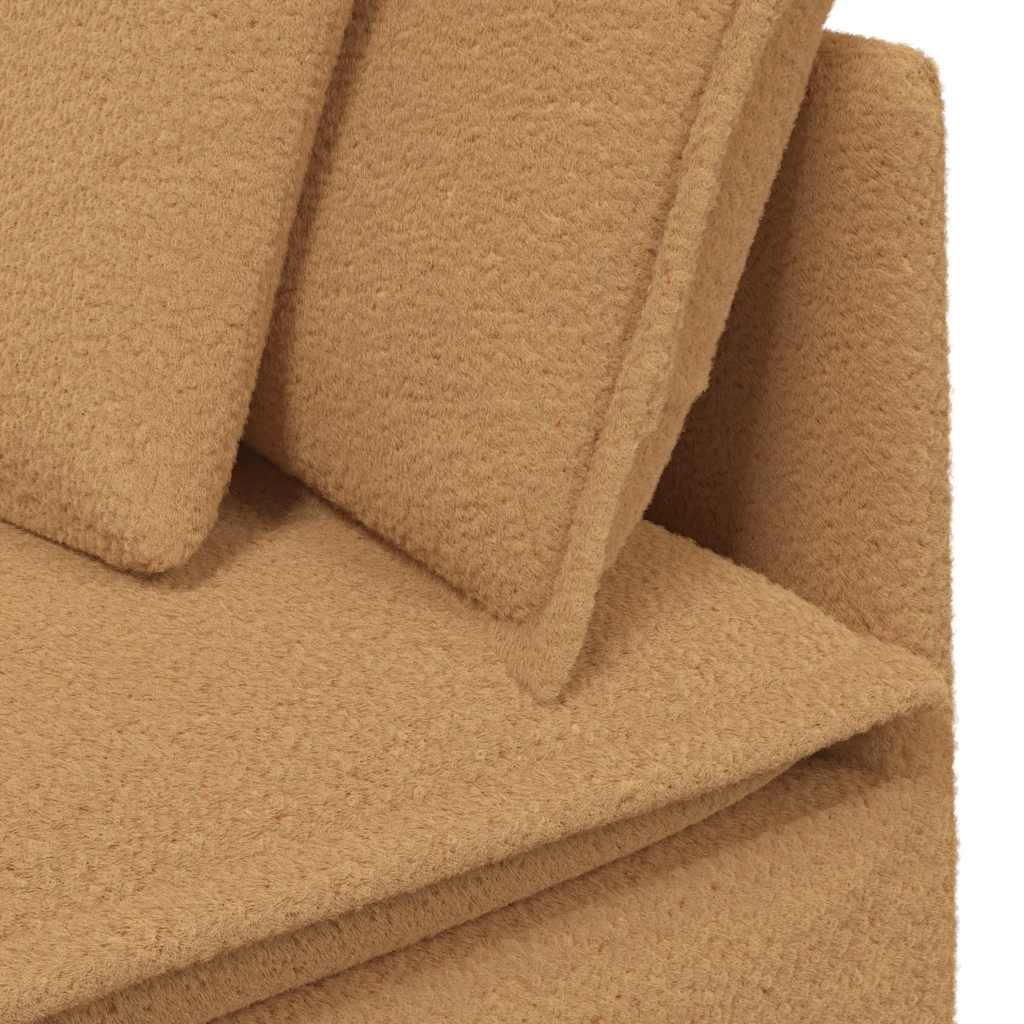 Canapé modulable avec coussins en tissu aspect laine d'agneau beige