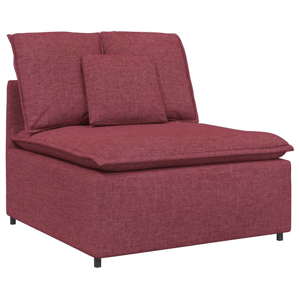 Canapé modulable avec coussin repose-pieds en tissu rouge vin