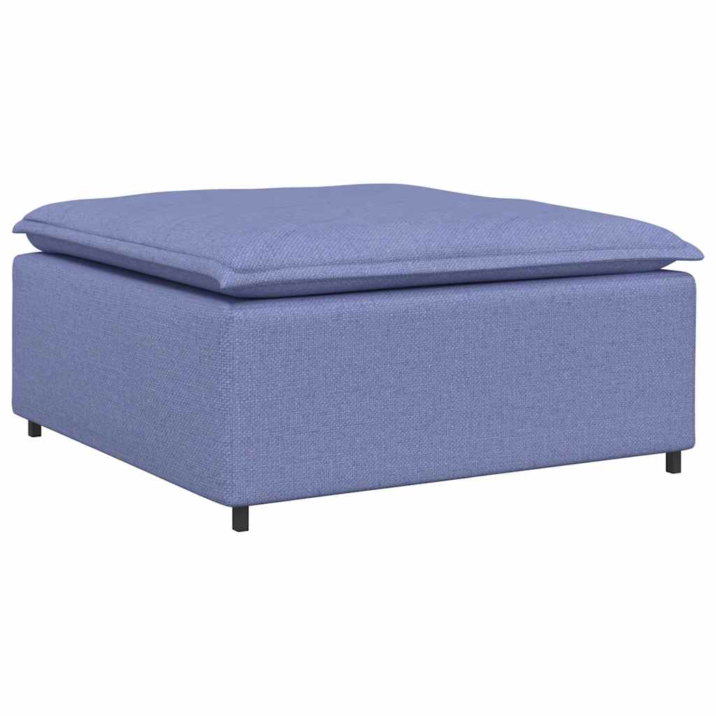 Canapé modulable avec coussin repose-pieds en tissu bleu denim