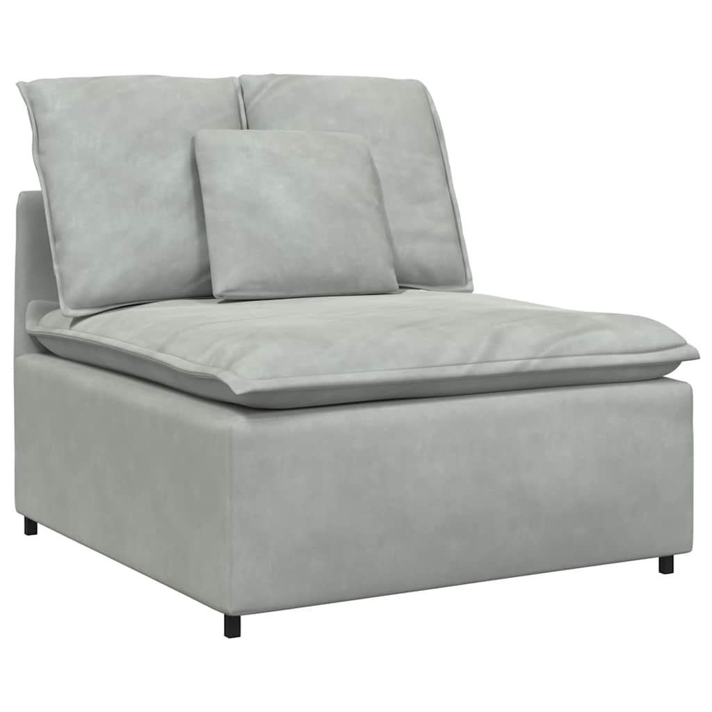 Canapé modulable avec coussin repose-pieds en velours gris clair