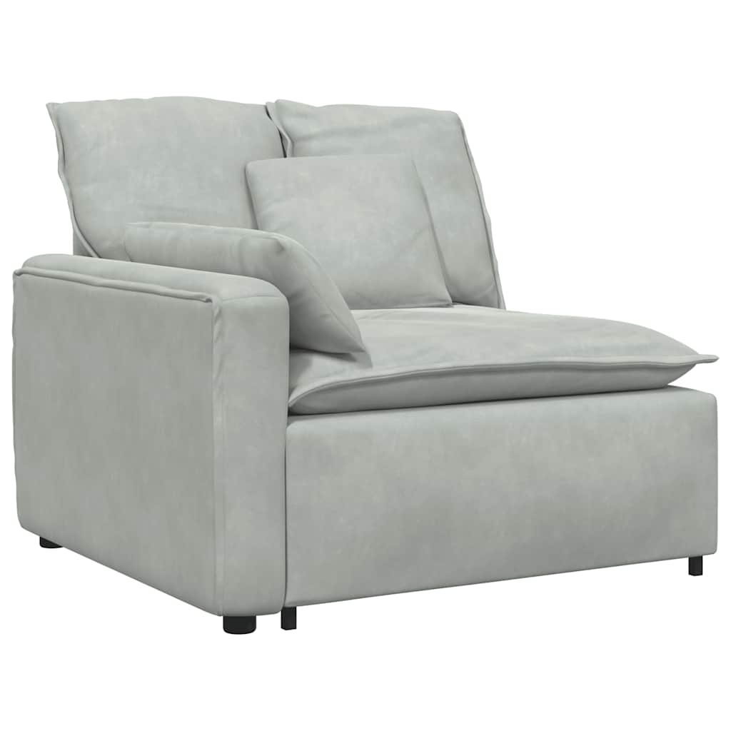 Canapé modulable avec coussins en velours gris clair