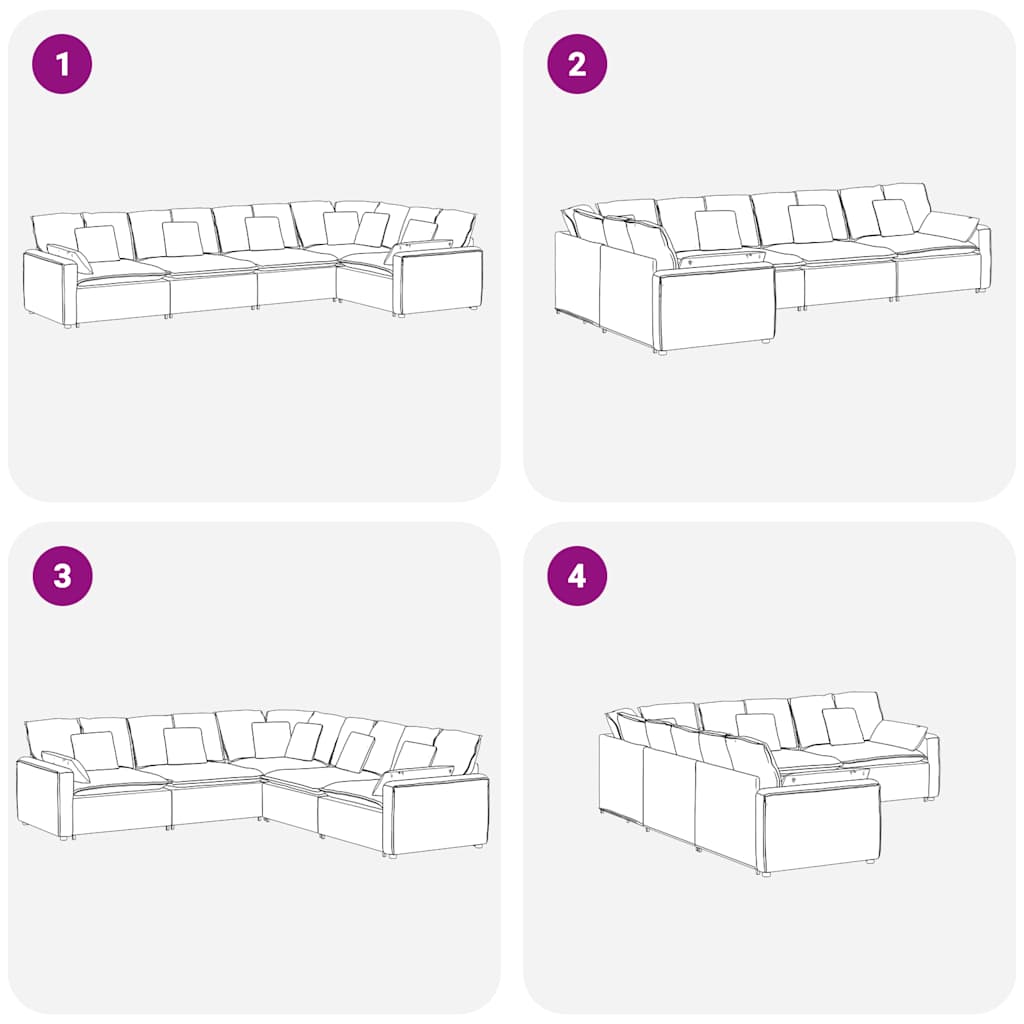 Modulares Sofa mit Kissen Samt Cream