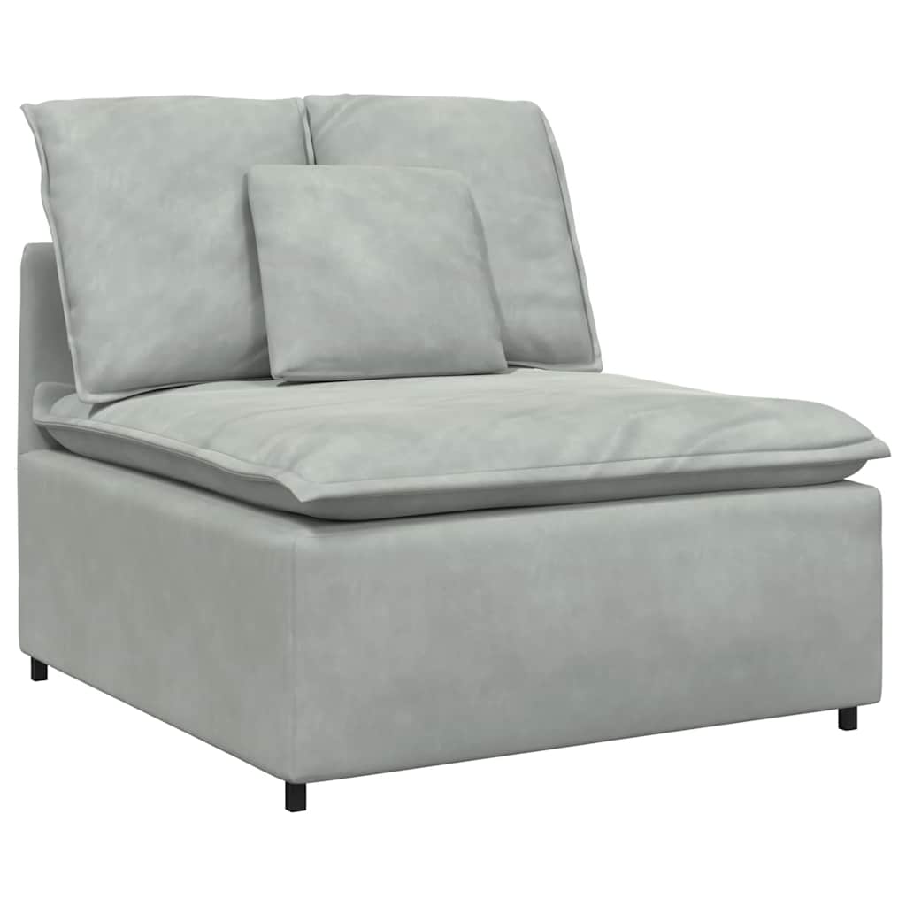 Canapé modulable avec coussins en velours gris clair