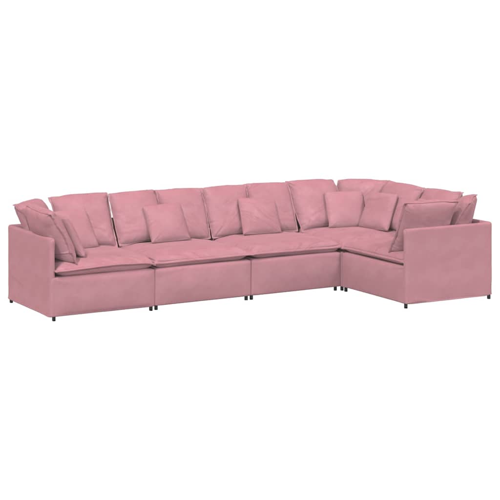 Modulares Sofa mit Kissen Samt Rosa