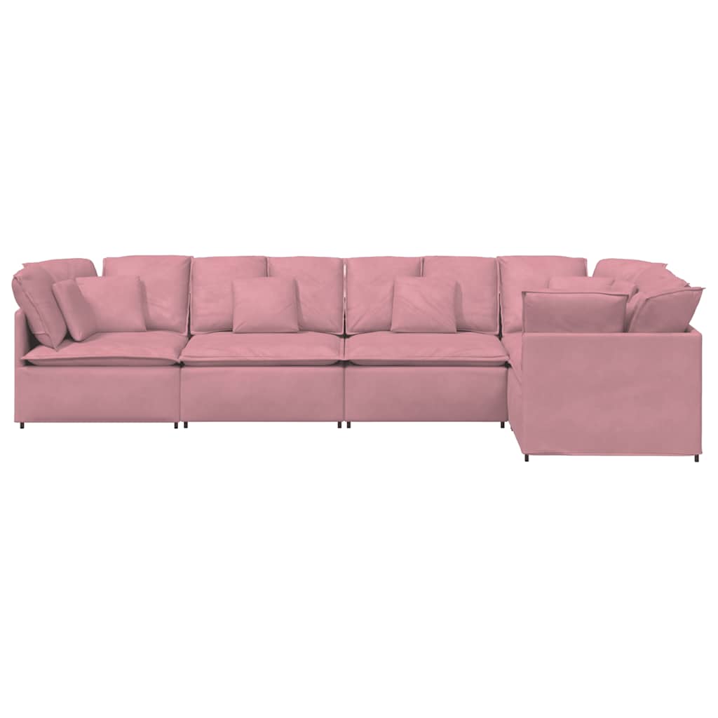 Modulares Sofa mit Kissen Samt Rosa