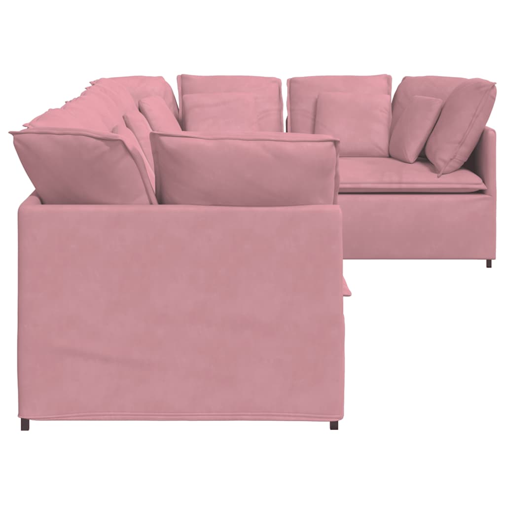 Modulares Sofa mit Kissen Samt Rosa