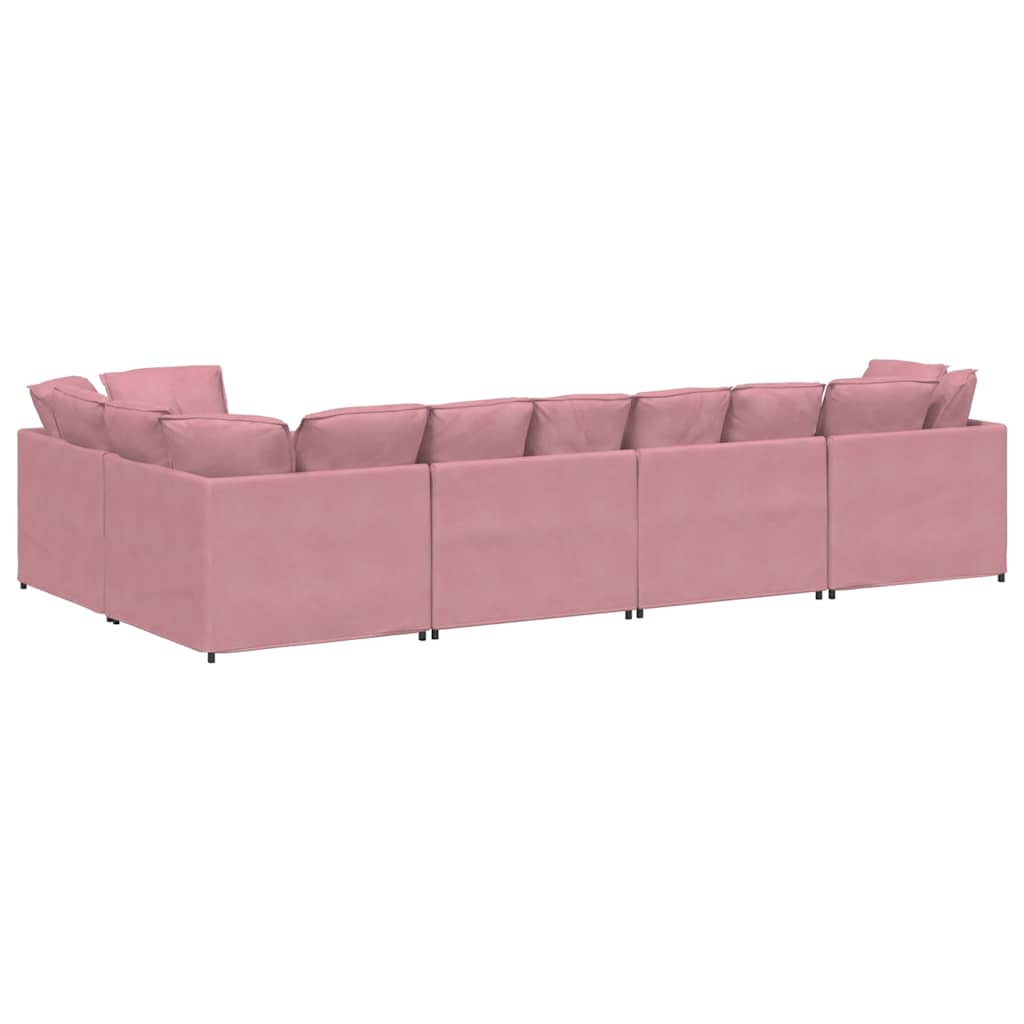 Modulares Sofa mit Kissen Samt Rosa