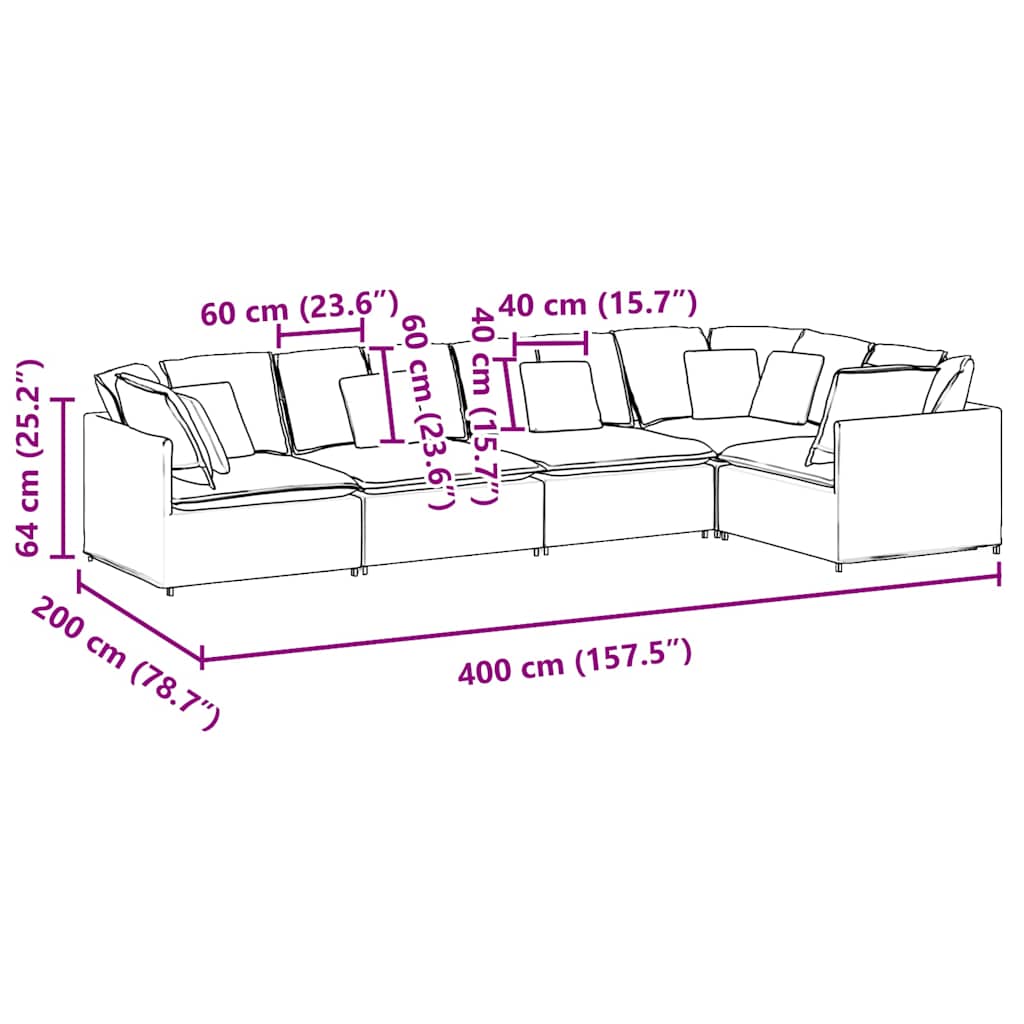 Modulares Sofa mit Kissen Samt Rosa