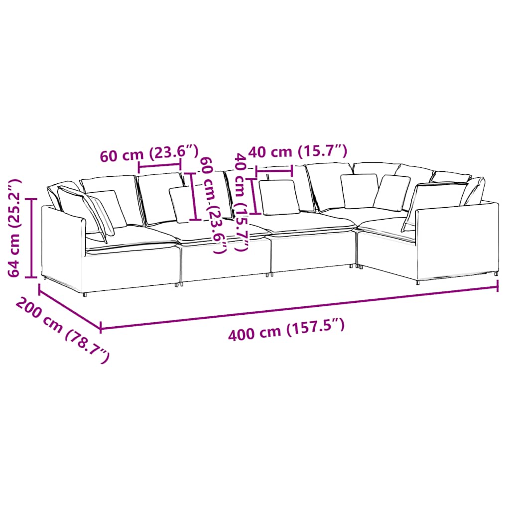 Modulares Sofa mit Kissen Samt Cream