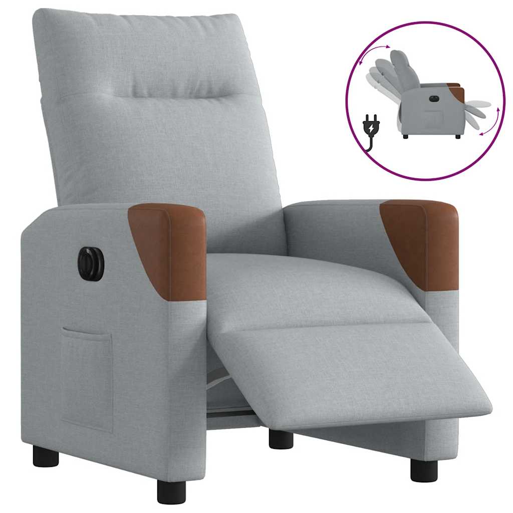 Fauteuil inclinable électrique en tissu gris clair