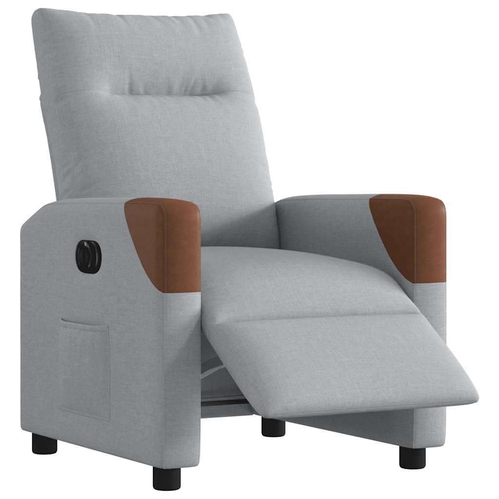 Fauteuil inclinable électrique en tissu gris clair