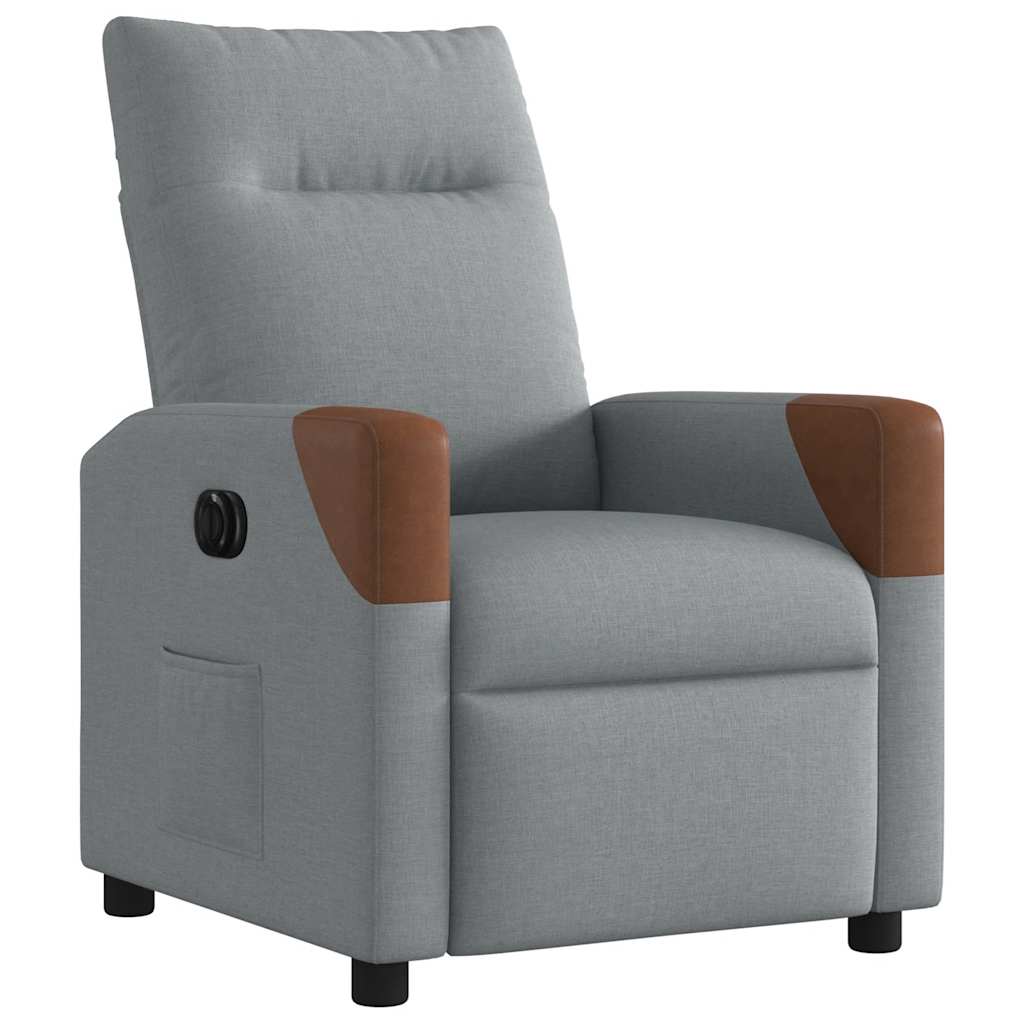 Fauteuil inclinable électrique en tissu gris clair