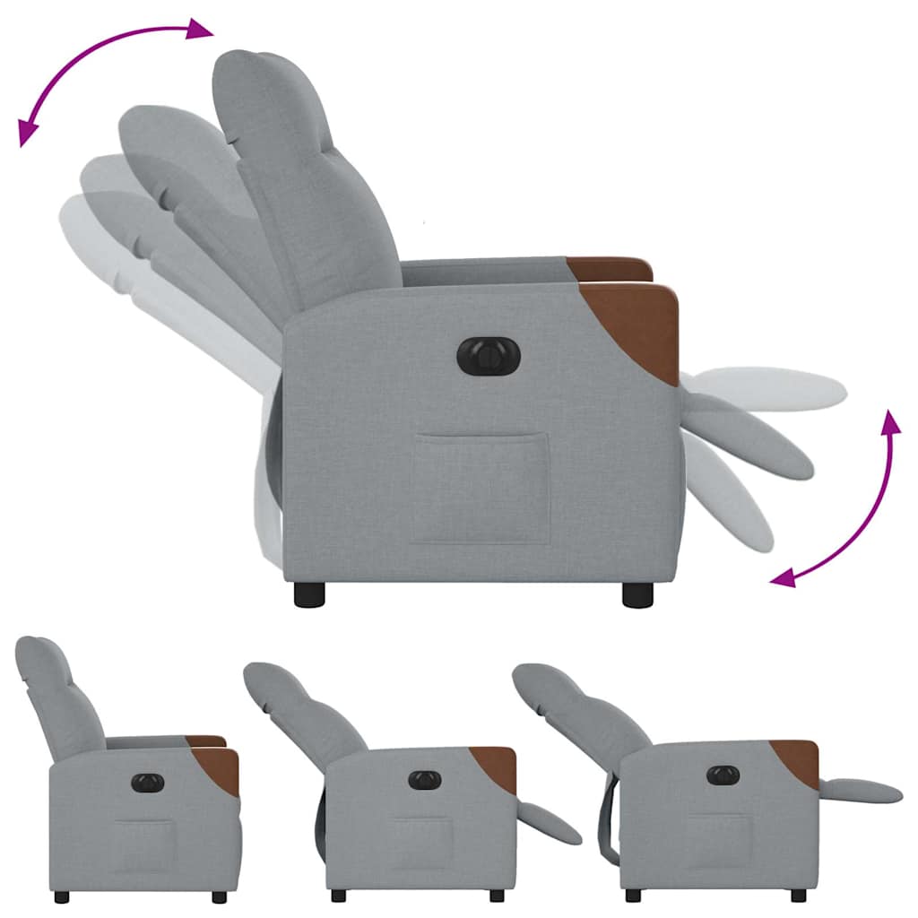 Fauteuil inclinable électrique en tissu gris clair