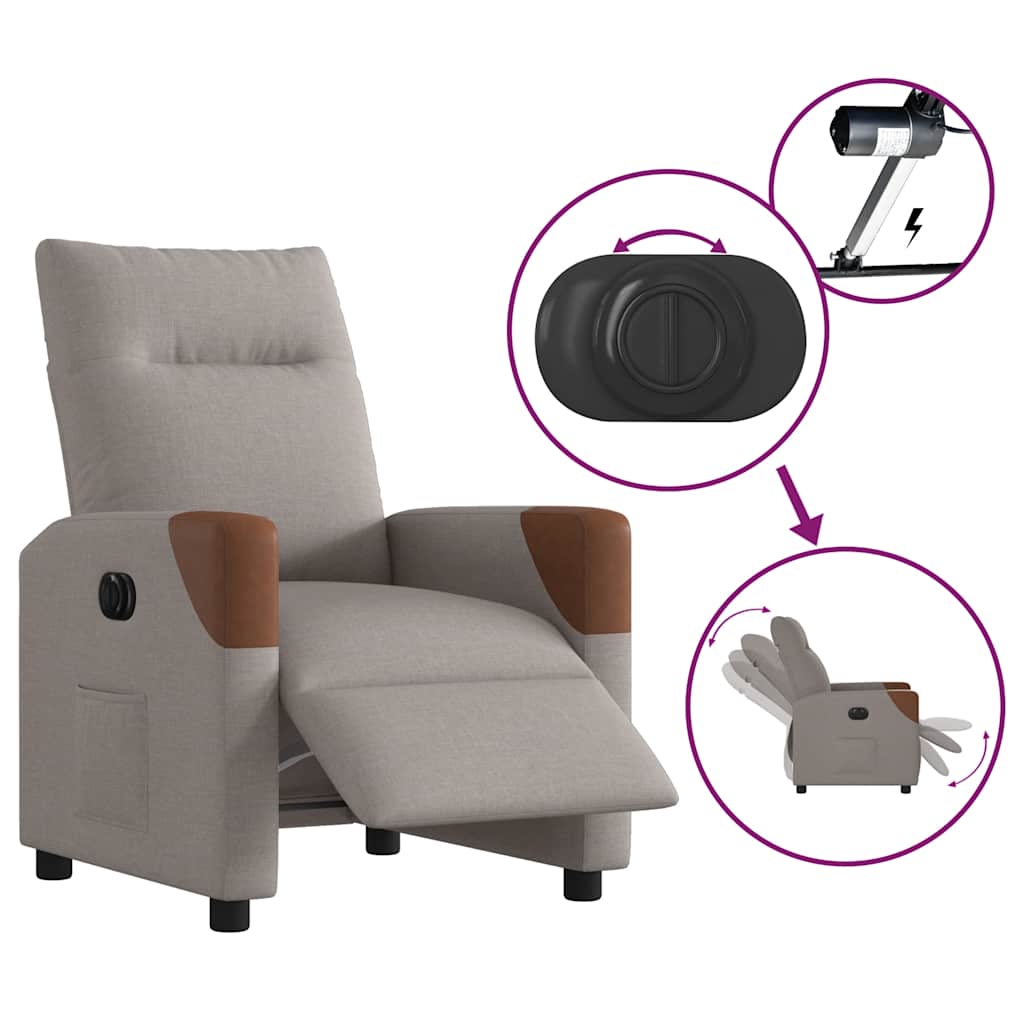 Relaxsessel Elektrisch Taupe Stoff