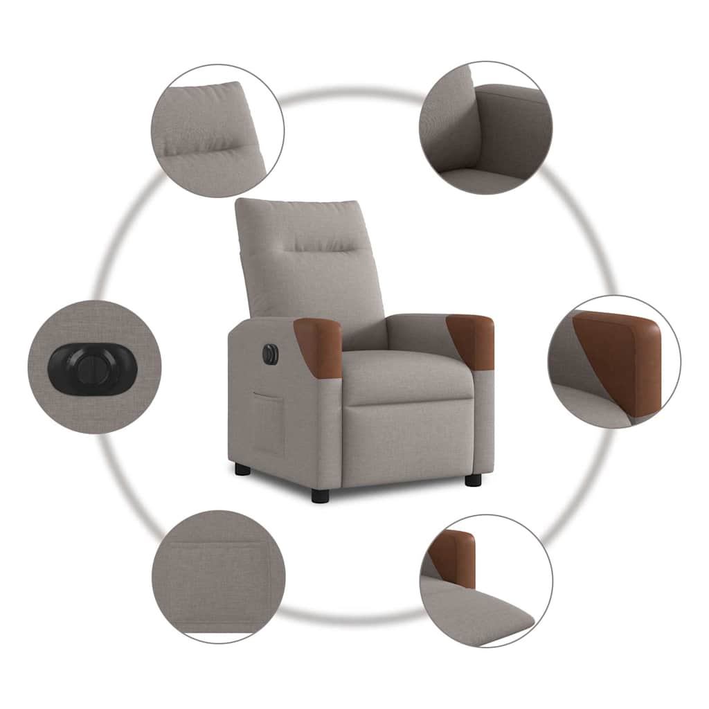 Relaxsessel Elektrisch Taupe Stoff