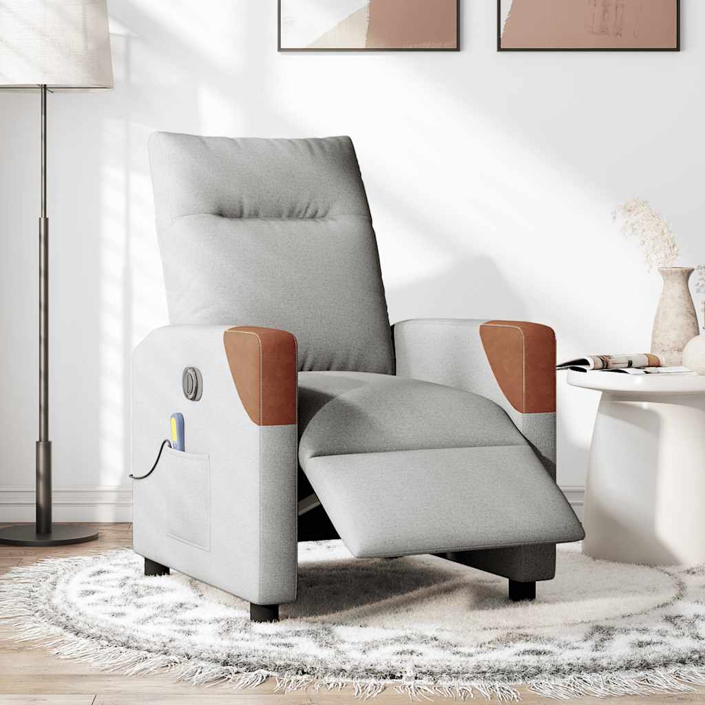 Fauteuil de massage électrique en tissu gris nuage