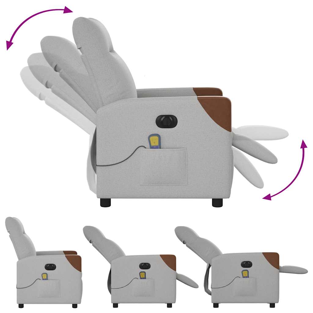 Fauteuil de massage électrique en tissu gris nuage
