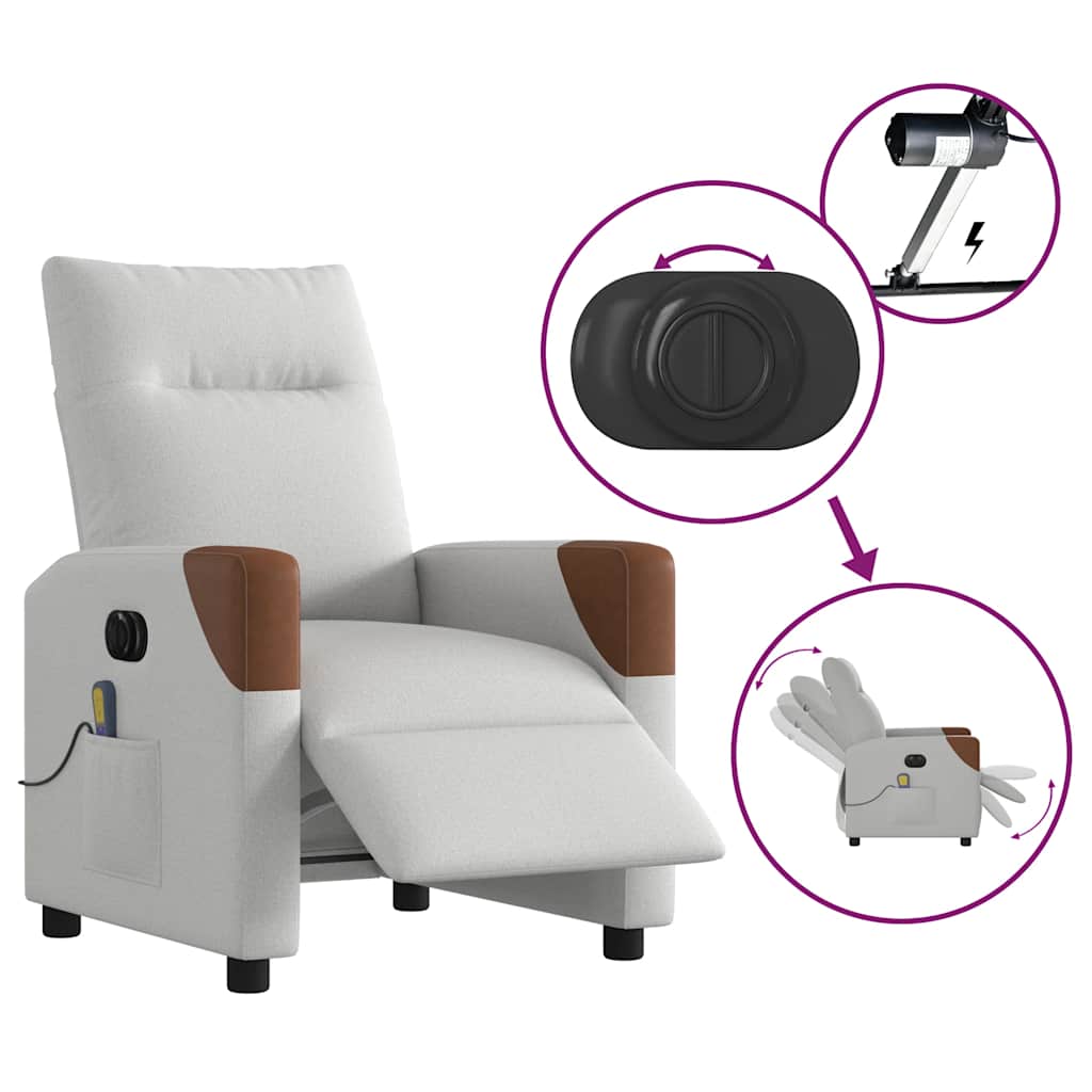Fauteuil de massage électrique en tissu gris nuage