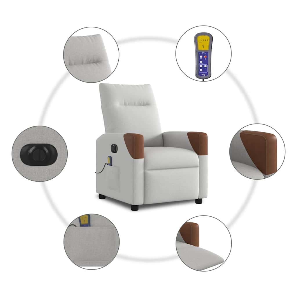 Fauteuil de massage électrique en tissu gris nuage