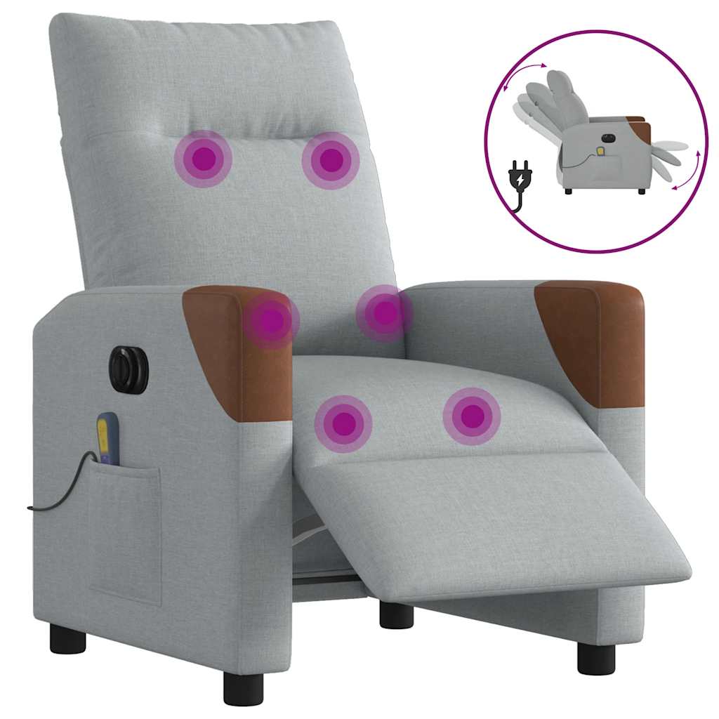Fauteuil de massage électrique en tissu gris clair