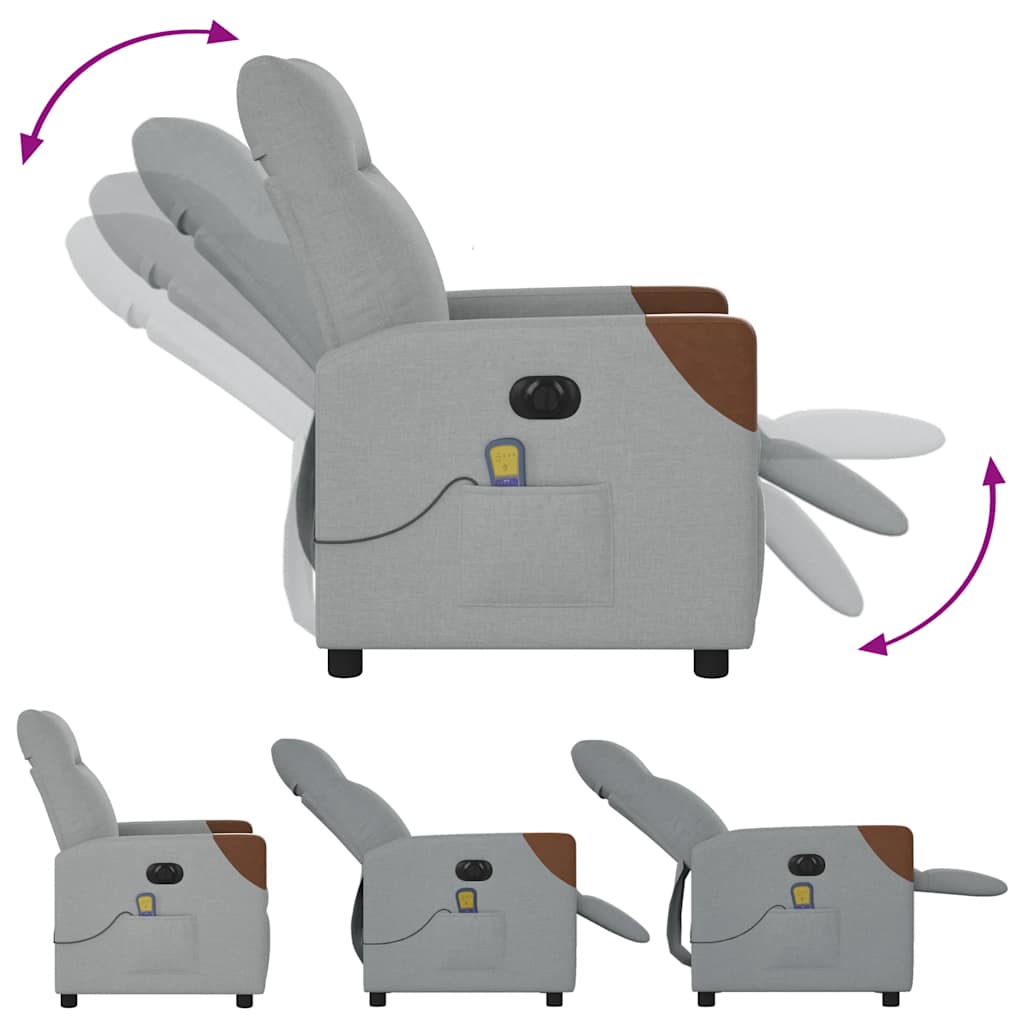 Fauteuil de massage électrique en tissu gris clair