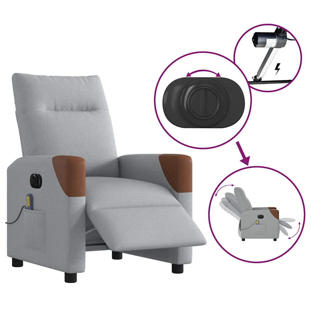 Fauteuil de massage électrique en tissu gris clair