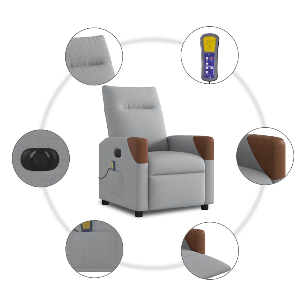 Fauteuil de massage électrique en tissu gris clair