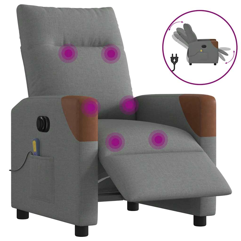 Fauteuil de massage électrique en tissu gris foncé