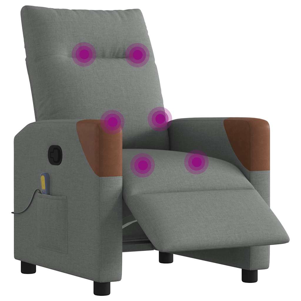 Fauteuil de massage électrique en tissu gris foncé