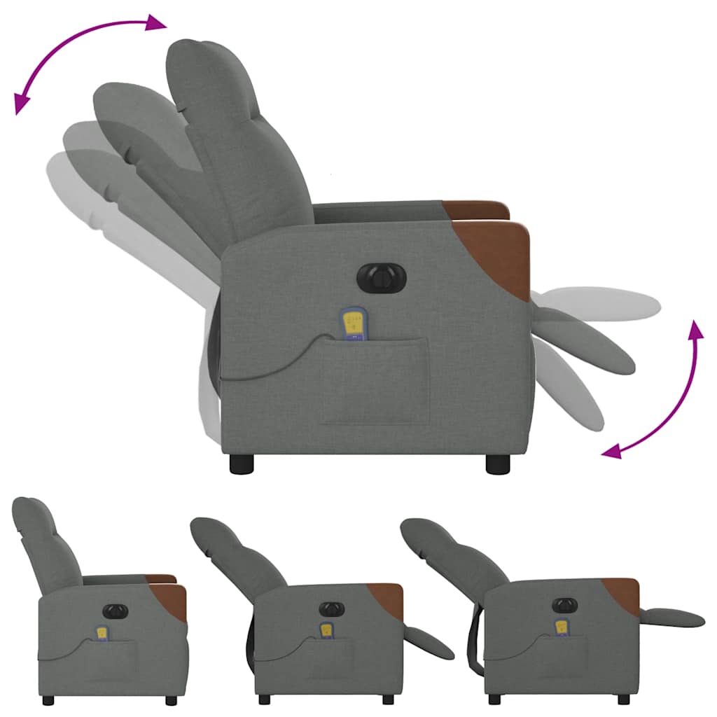 Fauteuil de massage électrique en tissu gris foncé