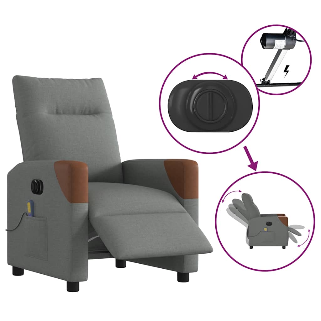 Fauteuil de massage électrique en tissu gris foncé