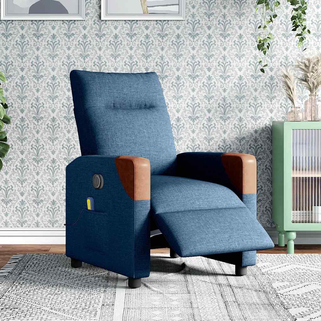 Massagesessel Elektrisch Blau Stoff