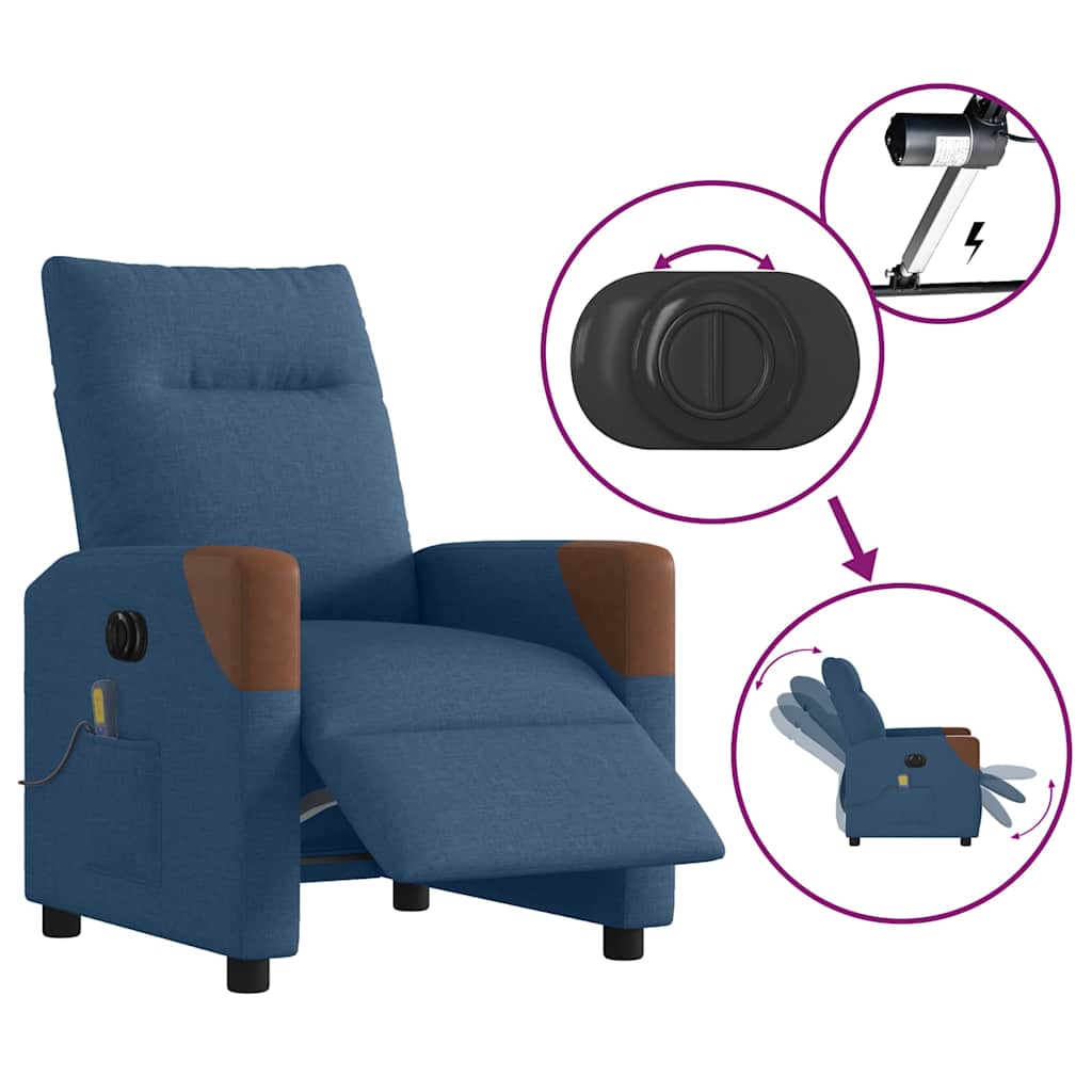 Massagesessel Elektrisch Blau Stoff