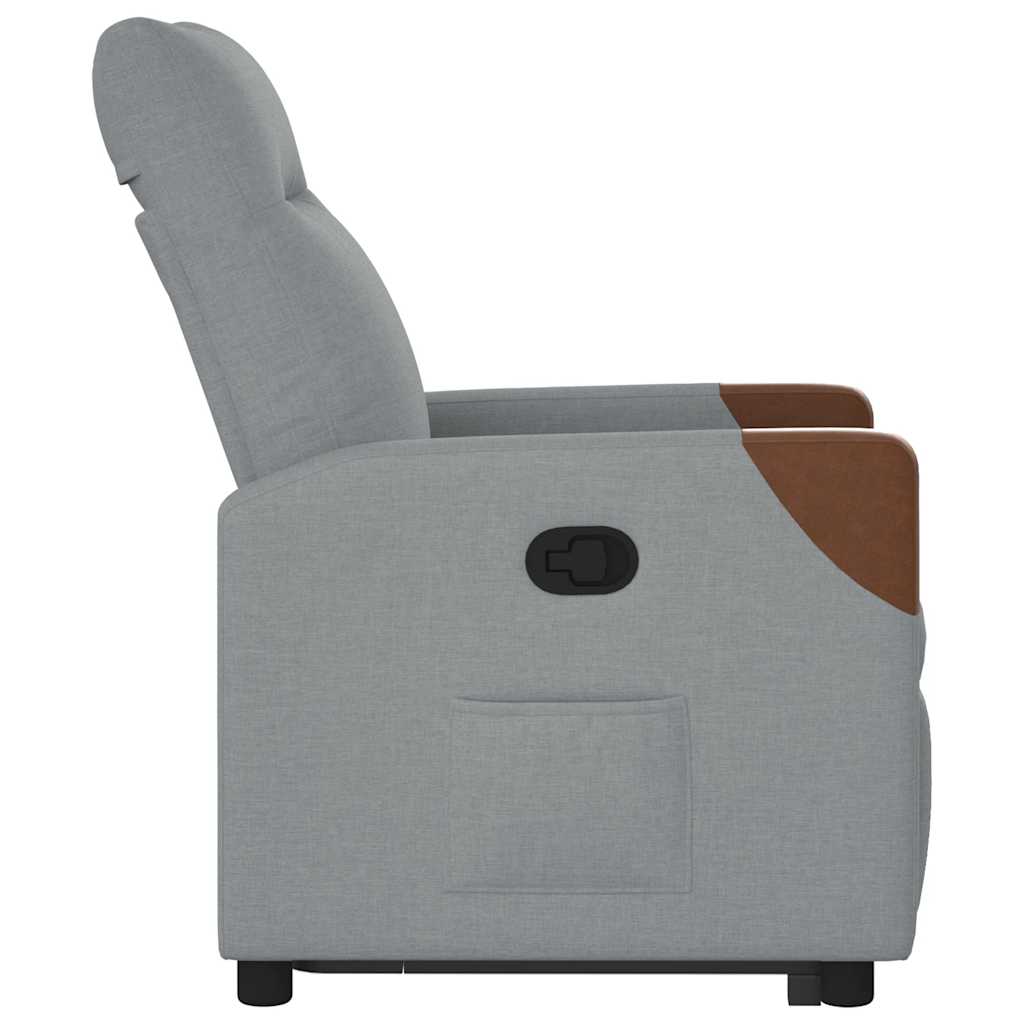 Fauteuil relax avec aide à la verticalisation en tissu gris clair