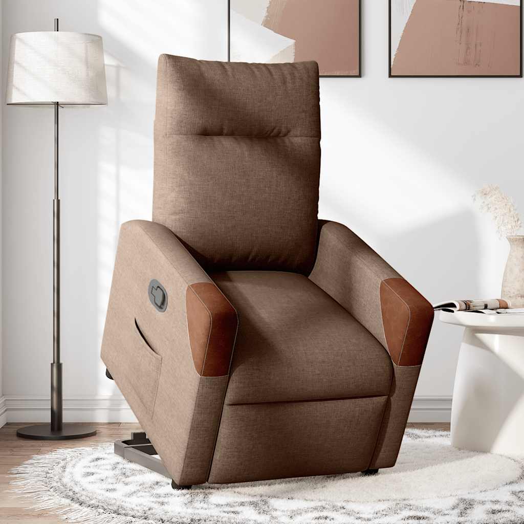 Relaxsessel mit Aufstehhilfe Braun Stoff