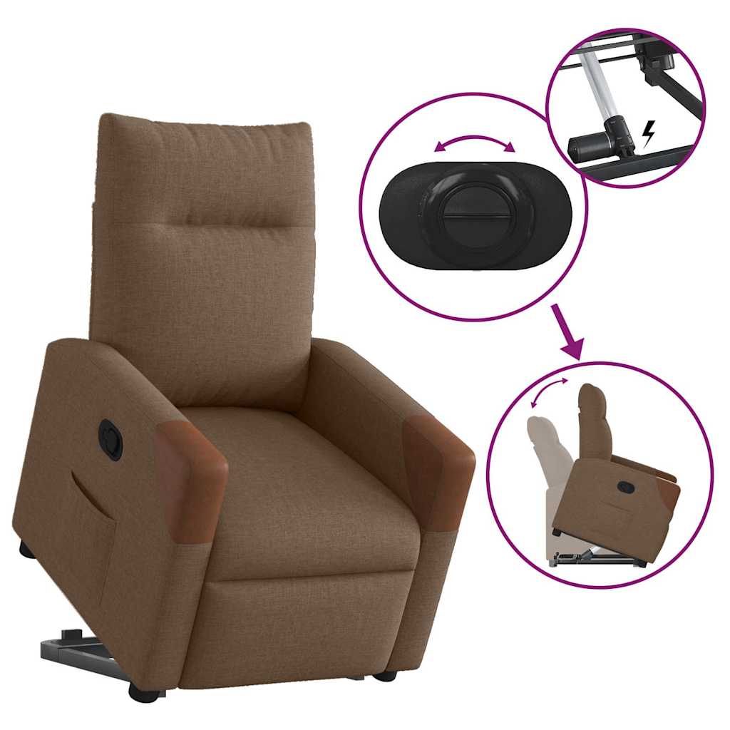 Relaxsessel mit Aufstehhilfe Braun Stoff