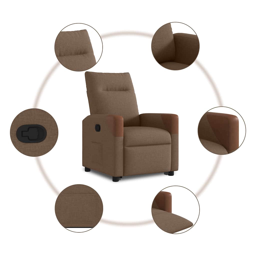 Relaxsessel mit Aufstehhilfe Braun Stoff